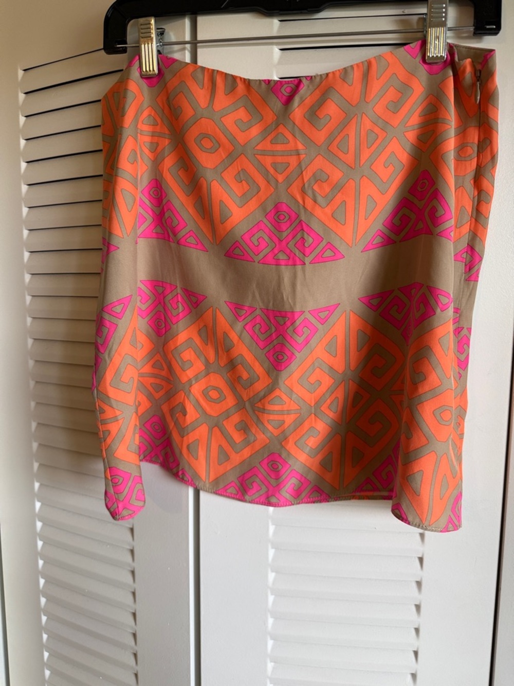Alice & Trixie Neon Orange and Hot Pink Geometric Skirt - Picture 3 of 5